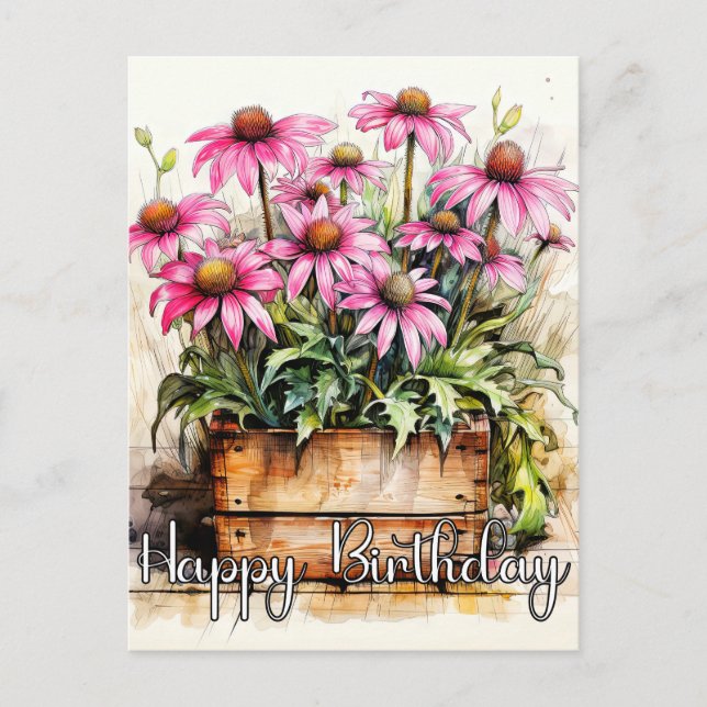 Carte Postale Illustration d'une fleur d'aster fraîchement plant (Devant)
