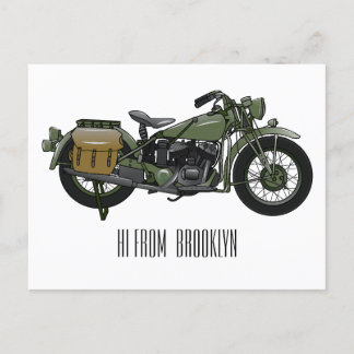 Carte Postale Illustration d'une moto de croiseur militaire