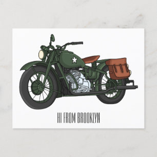 Carte Postale Illustration d'une moto de croiseur militaire