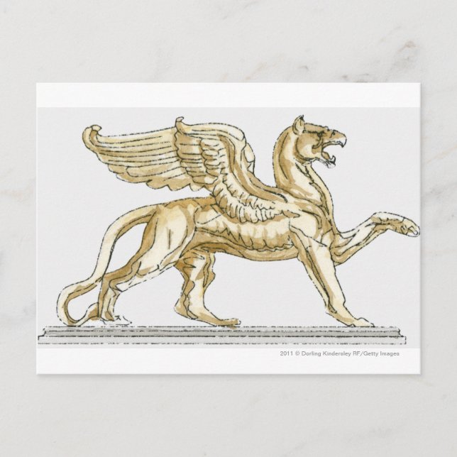 Carte Postale Illustration d'une statue de griffon (Devant)