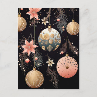 Carte Postale Illustration élégante de boules de Noël