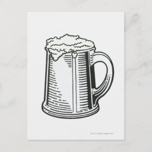 Carte Postale Illustration en noir et blanc de Guinness in