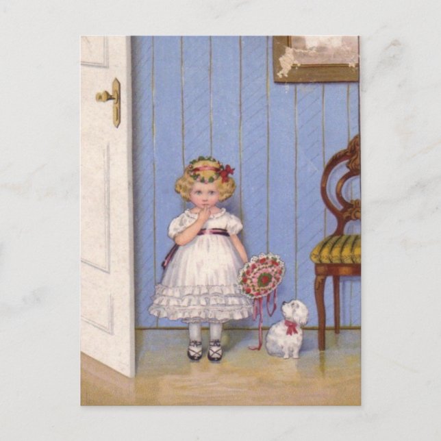 Carte postale - Illustration enfant et chiot Vinta (Devant)