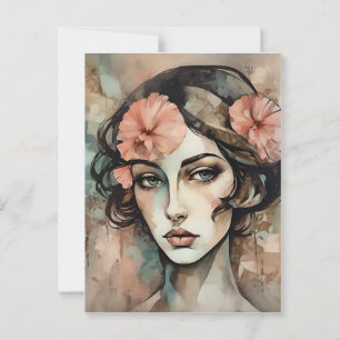 Carte Postale Illustration féminine Retro Pop Art