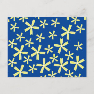 Carte Postale Illustration florale de marguerite jaune et bleue
