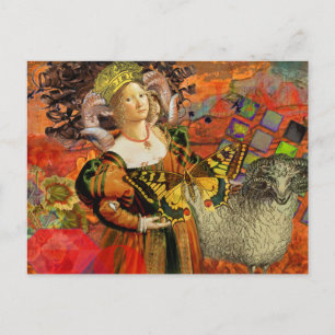 Carte Postale Illustration gothique de la femme Aries Orange