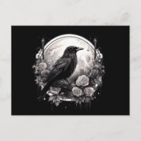 Illustration gothique éffrayante de Corbeau, Lune