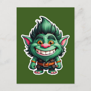 Carte Postale Illustration Happy Little Troll Chibi