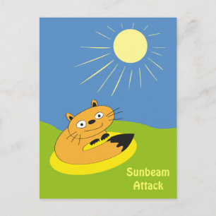 Carte Postale Illustration humoristique de chat introverti confo