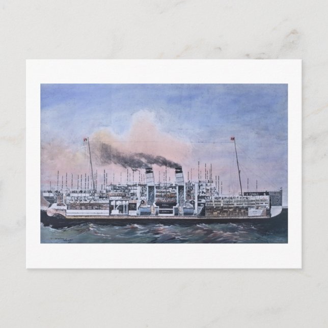 Carte Postale Illustration interne en Titanic RMS Vintage (Devant)