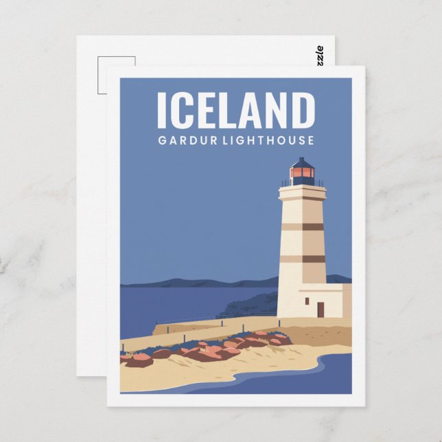 Carte Postale Illustration Islande célèbre Travel Place (Devant / Derrière)
