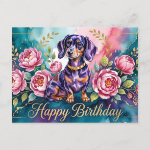 Carte Postale Illustration Joyeux Anniversaire Teckel
