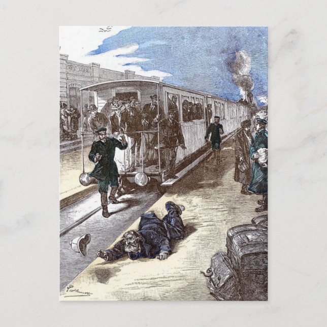 Carte Postale Illustration Leon Bennet du moteur à vapeur d'un v (Devant)