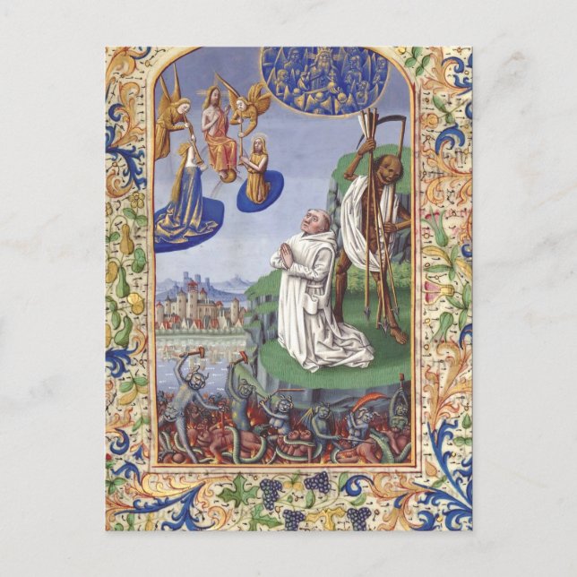 Carte Postale Illustration médiévale de saint Bernard de Clairva (Devant)