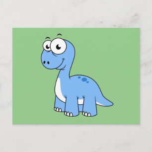 Carte Postale Illustration Mignonne D'Un Brontosaurus.