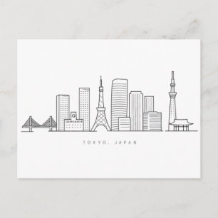 Carte Postale Illustration minimaliste de la skyline de Tokyo