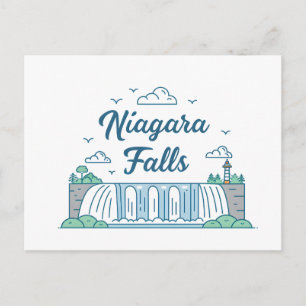 Carte Postale Illustration minimaliste de style plat des chutes 
