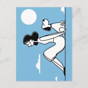 Carte Postale Illustration minimaliste d'une femme et d'un chien