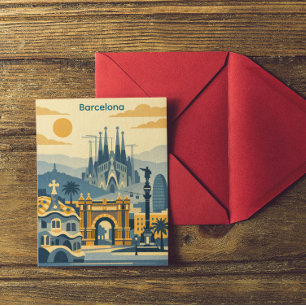 Carte Postale Illustration moderne de la Sagrada Familia de Barc