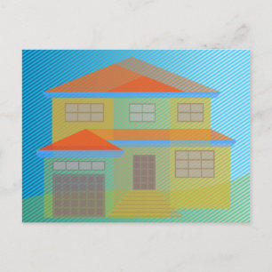 Carte Postale Illustration moderne de maison colorée avec des ra