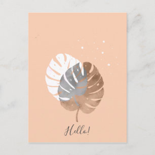 Carte Postale Illustration moderne minimaliste des feuilles trop
