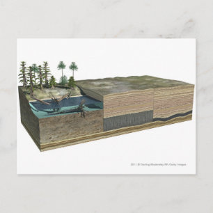 Carte Postale Illustration montrant la formation de charbon