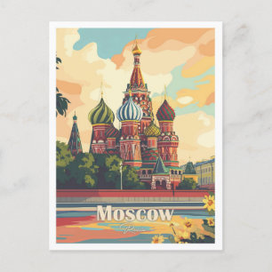 Carte Postale Illustration Moscow Russia Art Travel Place