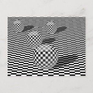 Carte Postale Illustration noire et blanche avec des boules sur