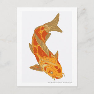 Carte Postale Illustration numérique de Koi Carp