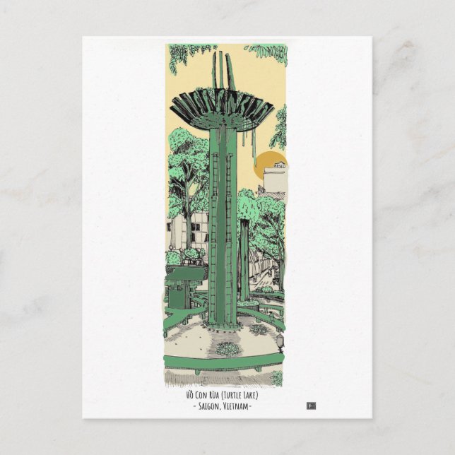 Carte Postale Illustration numérique de Turtle Lake Saigon (Devant)