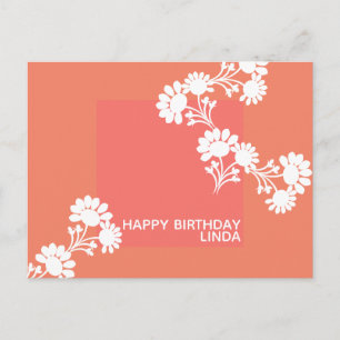 Carte Postale Illustration orange bloc de deux couleurs floral