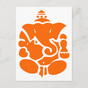 Carte Postale Illustration Orange Ganesha
