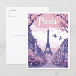Carte Postale Illustration Paris France Art Vintage
