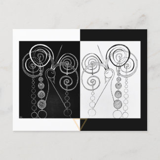 Carte Postale Illustration Peacock Yin et Yang DUET