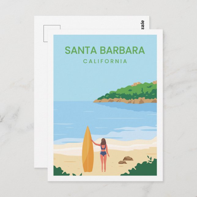 Carte Postale Illustration père Noël Barbara California Travel P (Devant / Derrière)