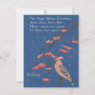 Carte Postale Illustration personnalisée de poème de Noël pour u