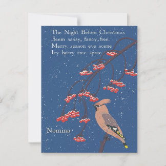 Carte Postale Illustration personnalisée de poème de Noël pour u