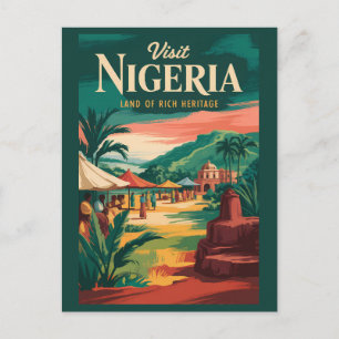 Carte Postale Illustration picturale vintage du Nigeria pour l'a