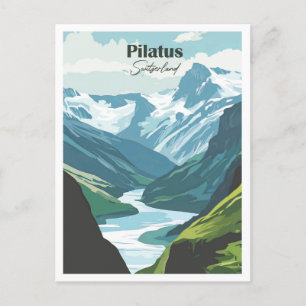 Carte Postale Illustration Pilatus Suisse Artwork Travel