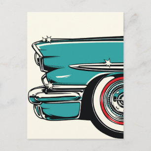 Carte Postale Illustration Pop Art Avant d'une voiture de sport