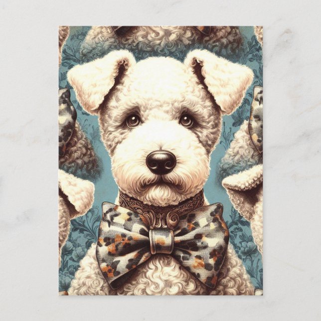 Carte Postale Illustration Retro Bedlington Terrier (Devant)