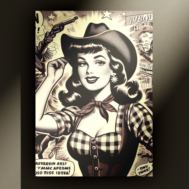 Carte Postale Illustration Retro Country Girl (Créateur téléchargé)