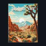 Carte Postale Illustration rétro du parc national de Joshua Tree<br><div class="desc">Conception de l'œuvre vectorielle de Joshua Tree. Le parc est nommé d'après les arbres de Joshua tordus et hérissés de la région,  le parc chevauche le désert du Colorado parsemé de cactus et le désert de Mojave.</div>