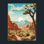 Carte Postale Illustration rétro du parc national de Joshua Tree<br><div class="desc">Conception de l'œuvre vectorielle de Joshua Tree. Le parc est nommé d'après les arbres de Joshua tordus et hérissés de la région,  le parc chevauche le désert du Colorado parsemé de cactus et le désert de Mojave.</div>
