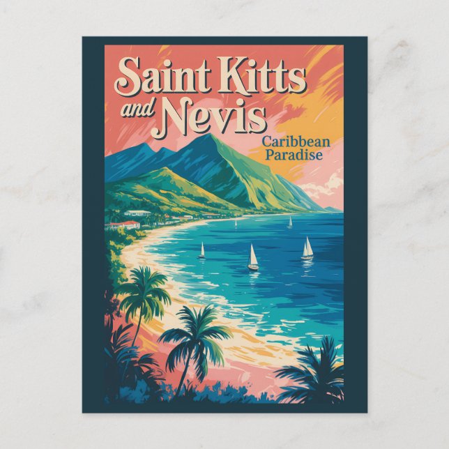 Carte Postale Illustration Rétro du Paysage de Saint-Christophe- (Devant)