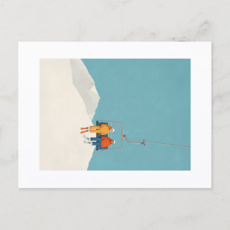 Carte Postale Illustration rétro minimaliste de télésiège