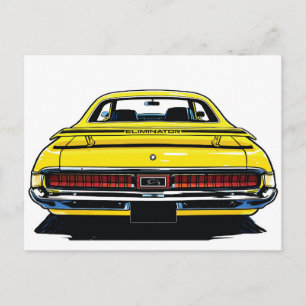 Carte Postale Illustration rétro pop art d'une voiture de muscle