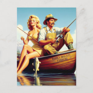 Carte Postale Illustration rétrospective FIshing
