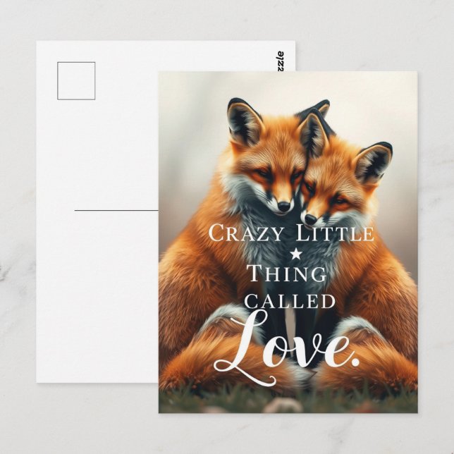 Carte Postale Illustration romantique Fox Love (Devant / Derrière)