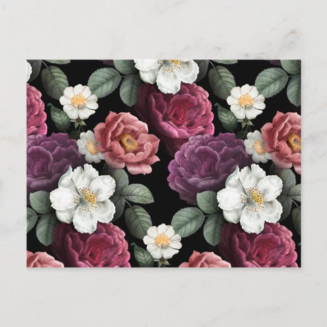 Carte Postale Illustration Rose vintage (Devant)